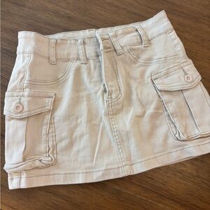 Beige Mini Skirt with Pockets